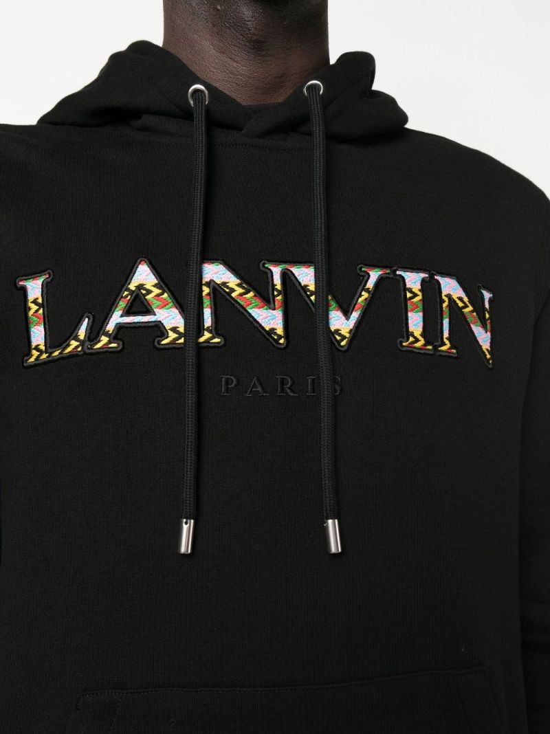 Black Curb Logo Cotton Hoodie