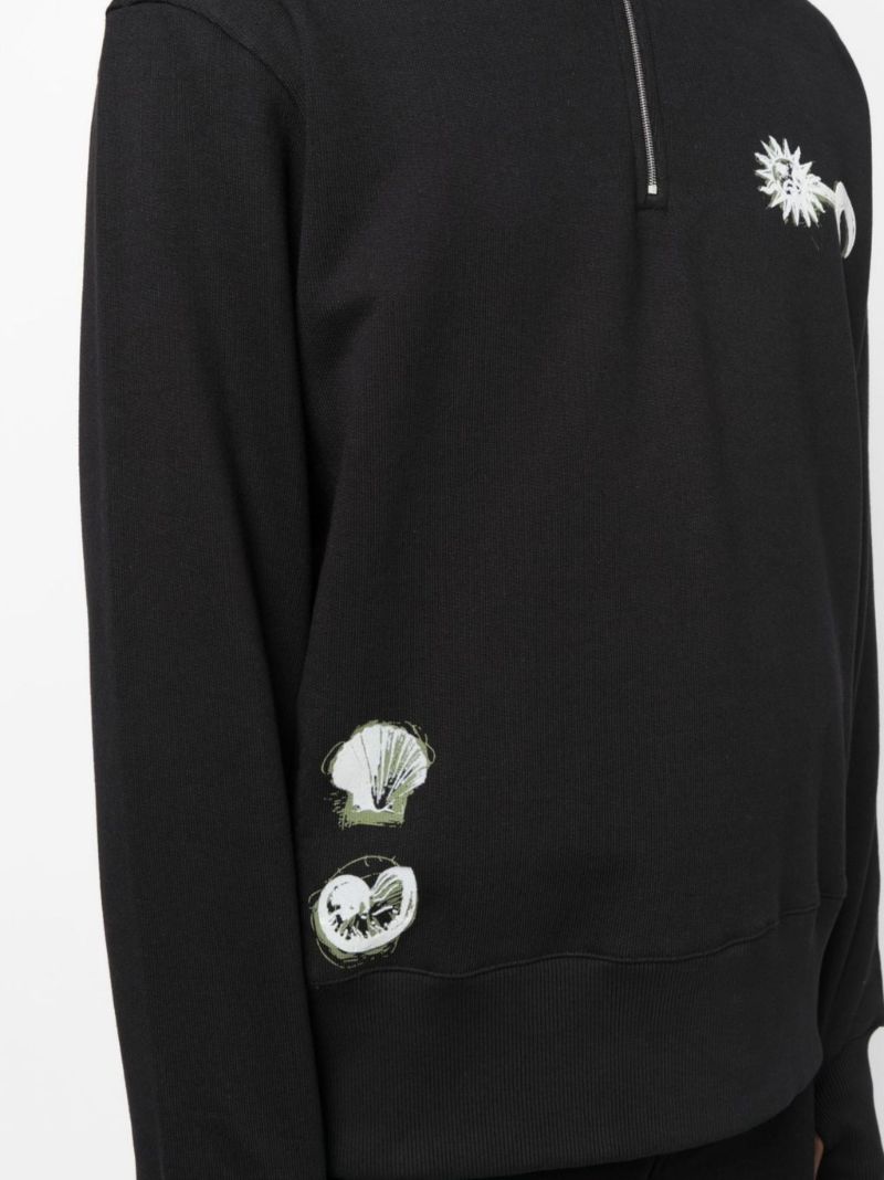 Black Ouroboros Print Half-zip Sweater