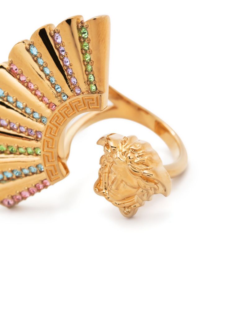 Gold Tone I Ventagli Medusa Embellished Ring