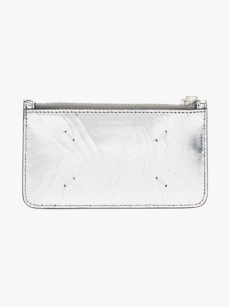 Silver Four-stitch Leather Card Holder