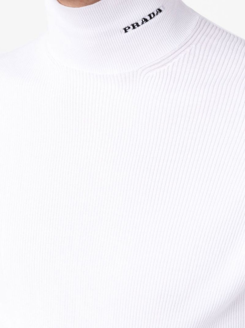 White Logo Turtleneck Sweater