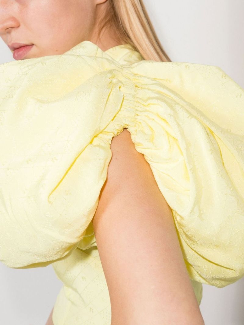 Yellow Dusk Puff Sleeve Crop Top