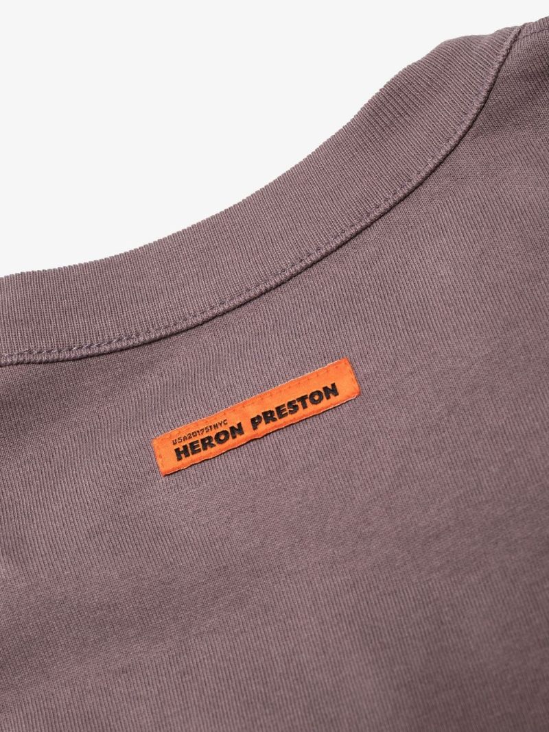 Purple Censored Heron Print Cotton T-shirt