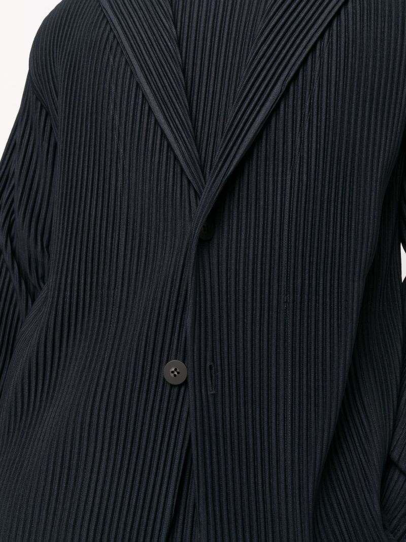 Blue Tailored Pleats 1 Single-breasted PlissÃ_x0083_© Blazer