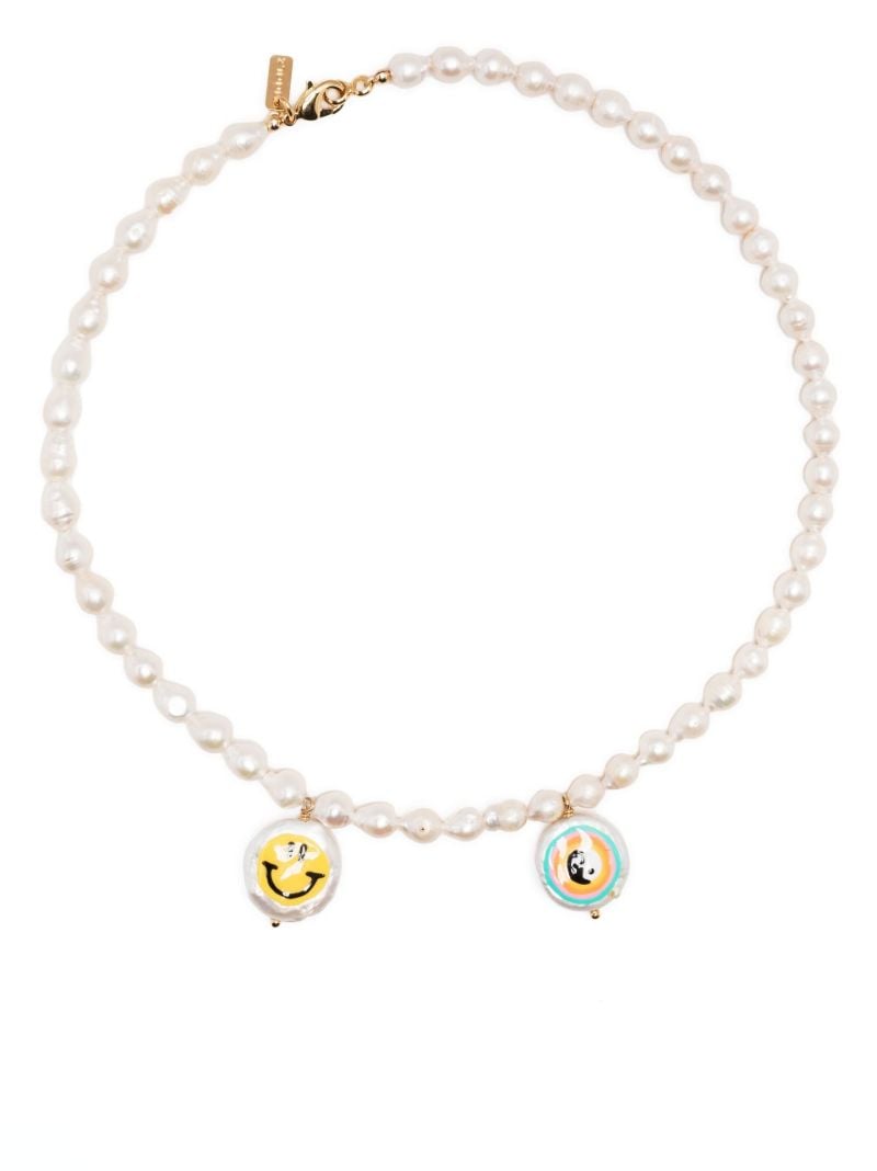 Gold-plated Pearl Yin and Yang Choker Necklace