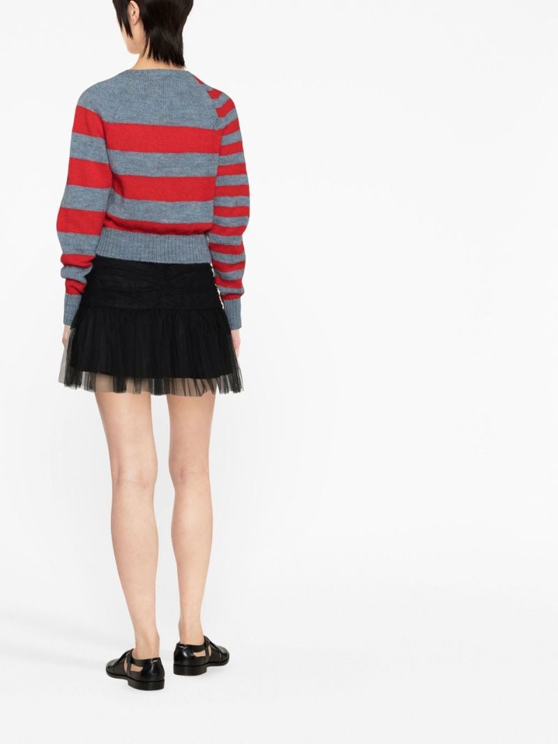 Red Wool Striped Cardigan