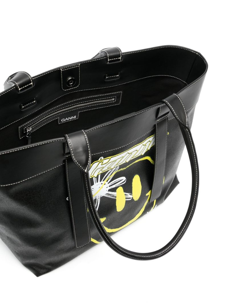 Black Smiley Logo Canvas Tote Bag