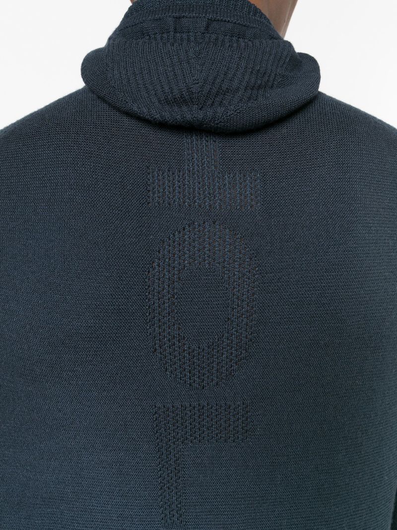 Blue Hooded Merino Wool Sweater
