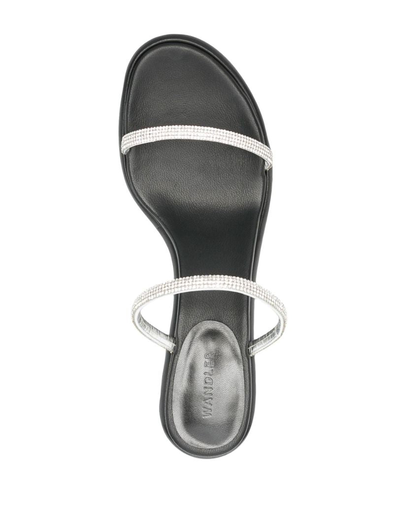 Black June 90 Crystal Embellished Leather Sandals