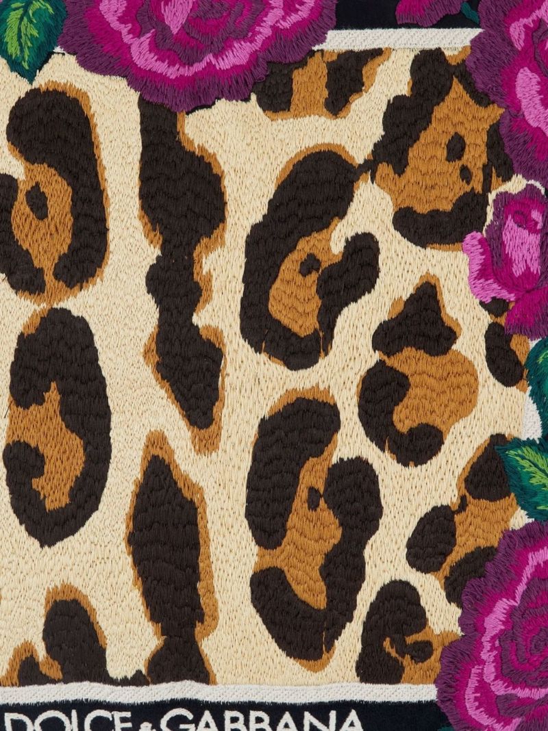 Pink Leopard Print Embroidered Small Cushion
