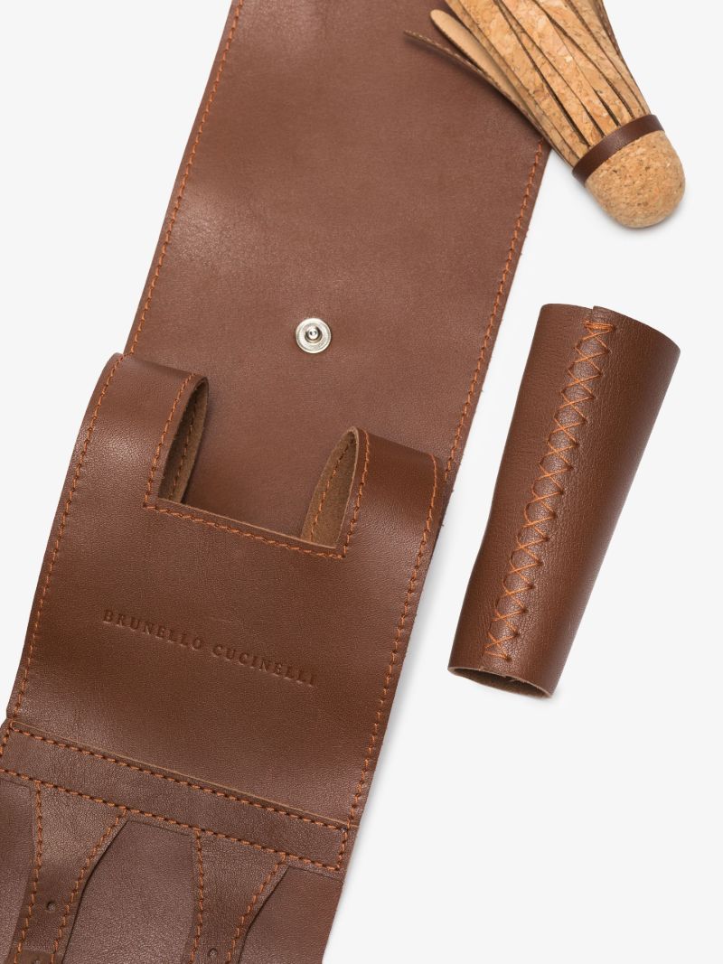 Neutral Leather and Wood Tamburello Game