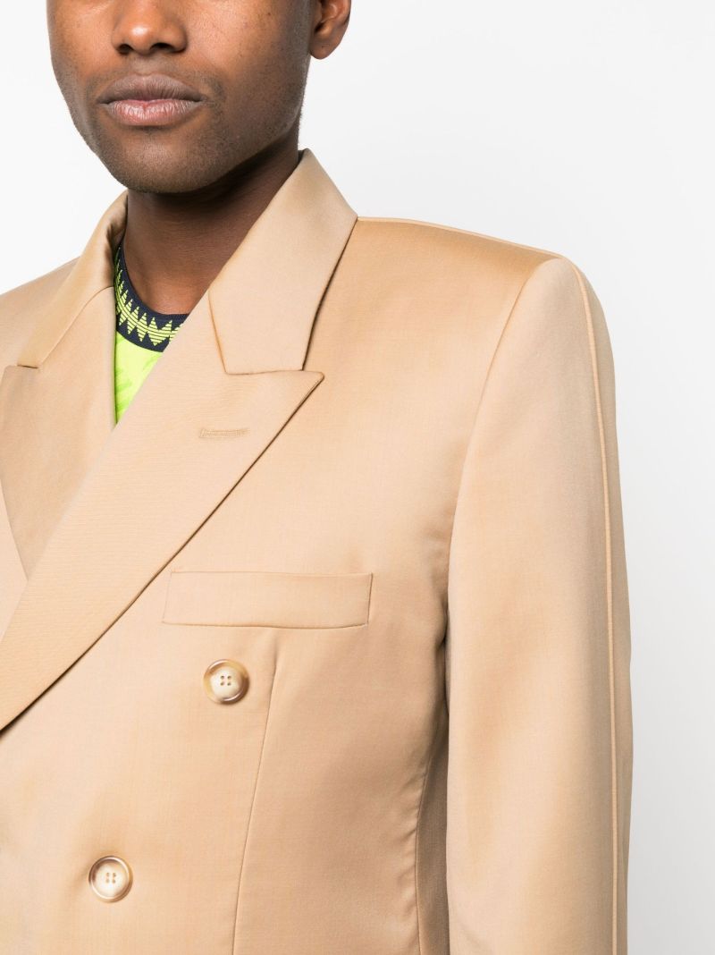 Brown Double-breasted Wool Blazer
