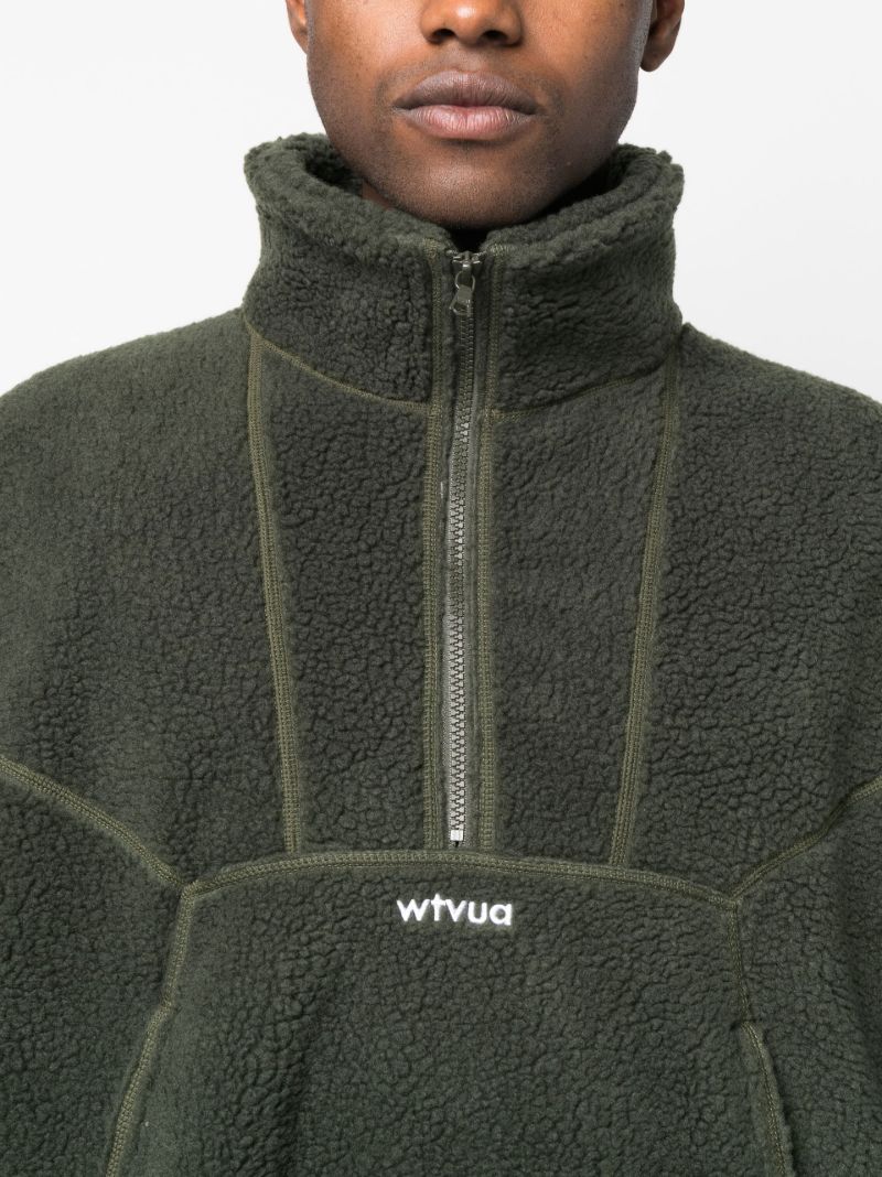 Green Logo Embroidered Fleece Sweater