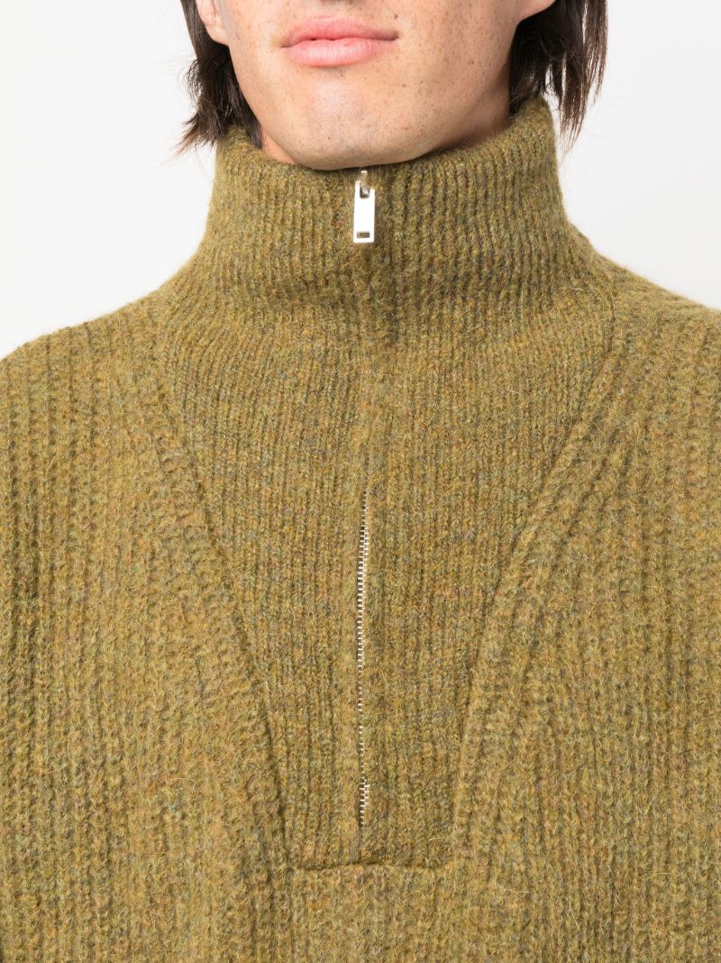 Green Half Zip Chunky Knit Sweater