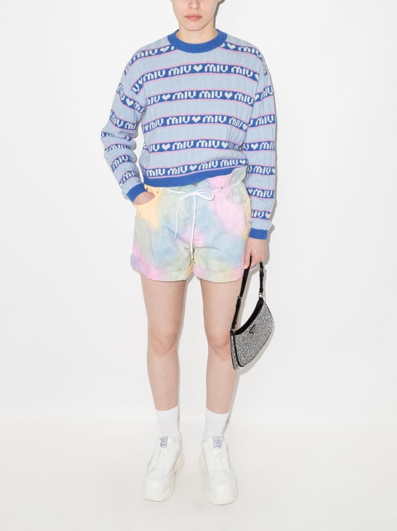 Blue Logo Intarsia-knit Wool Sweater