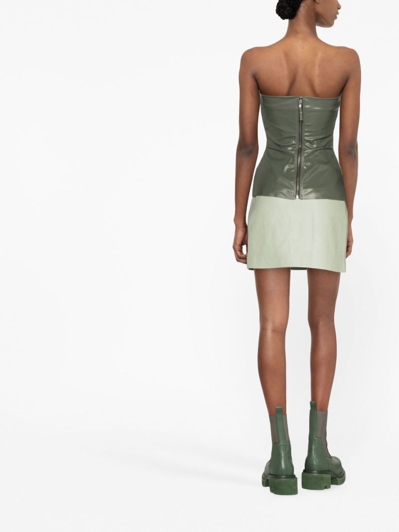 Green Coated Strapless Top