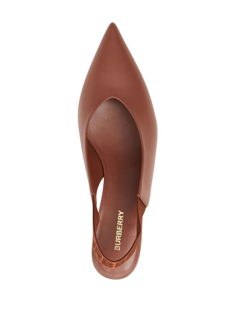 Brown 40 Leather Slingback Pumps