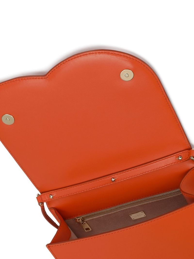 Orange Embossed Logo Leather Cross Body Bag