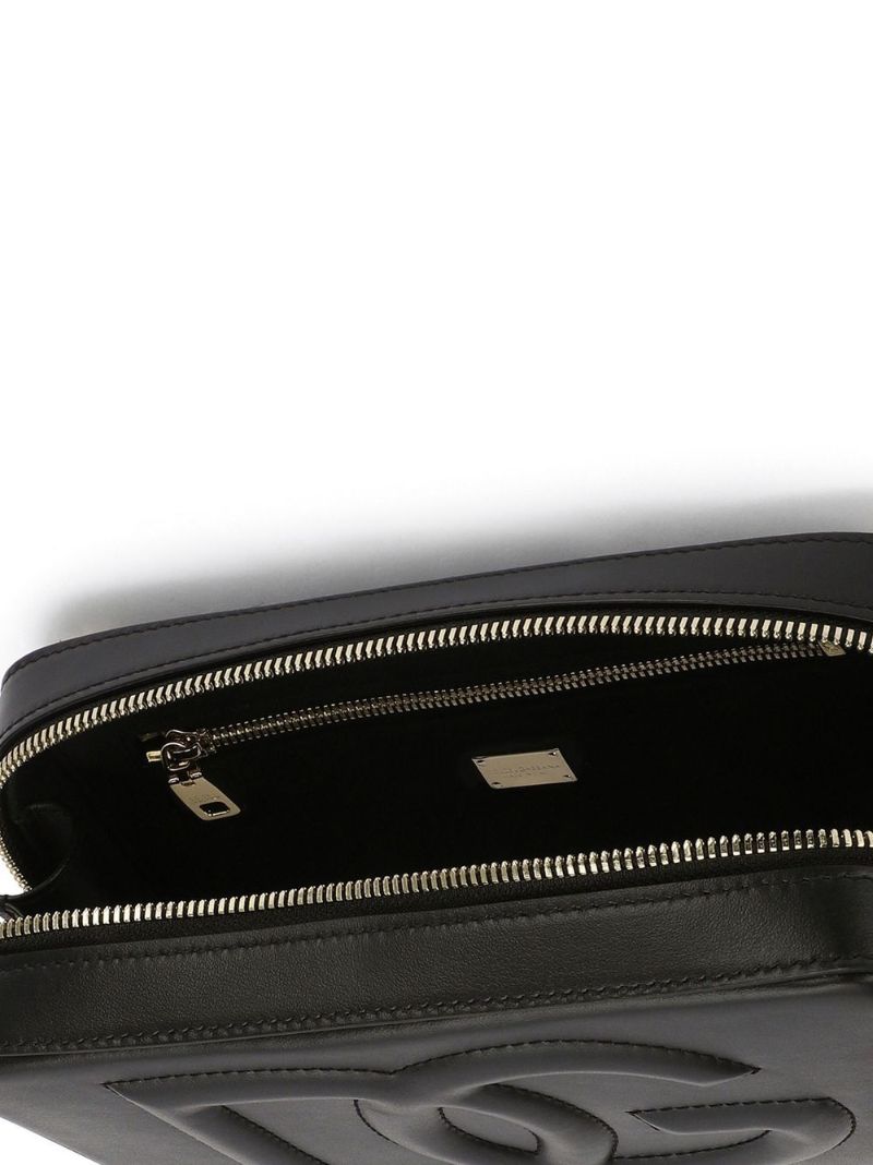 Black Small Logo Leather Camera Bag