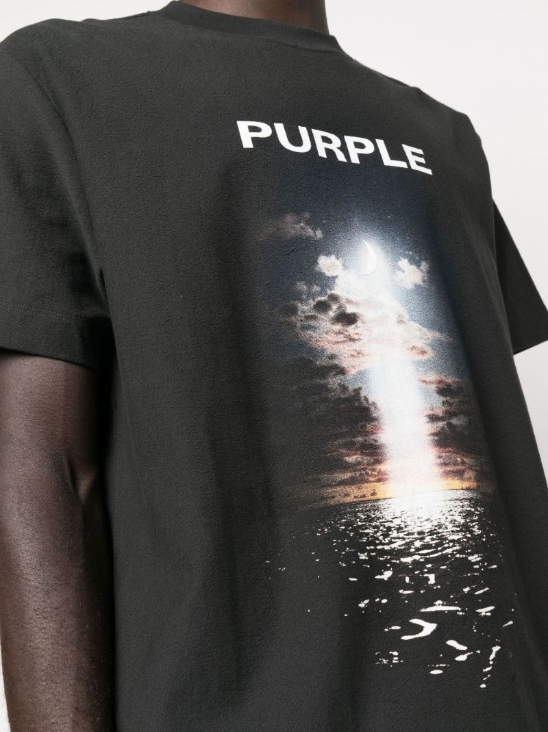 Black P104 Graphic Print Cotton T-shirt