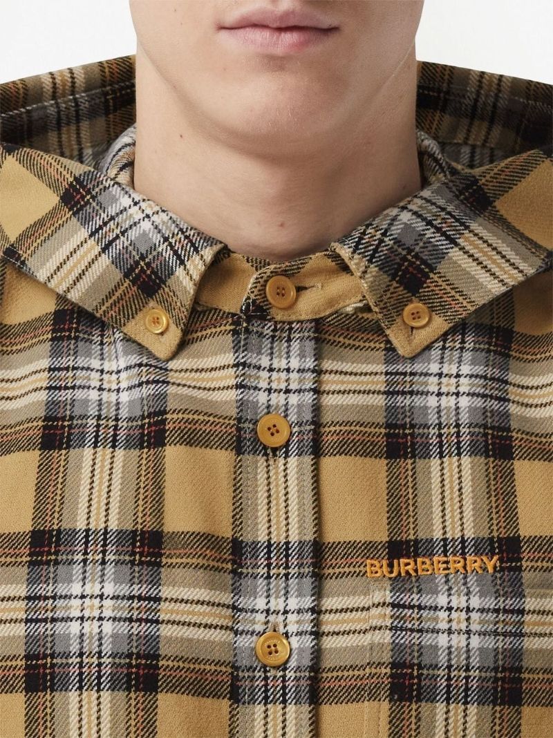 Neutral Check Print Hooded Shirt