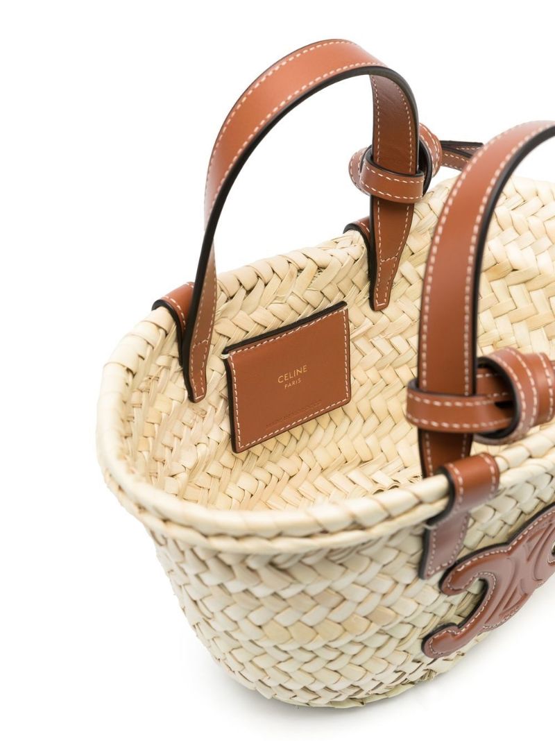 Neutral Nano Triomphe Raffia Tote Bag