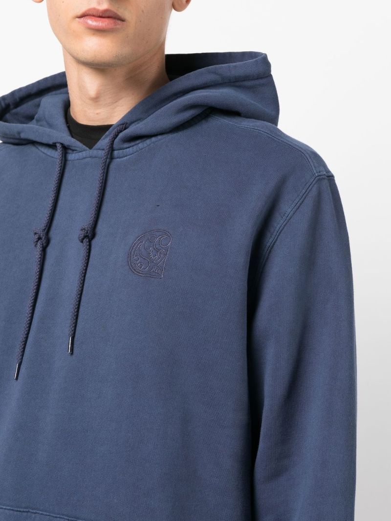 Blue Embroidered Logo Hoodie