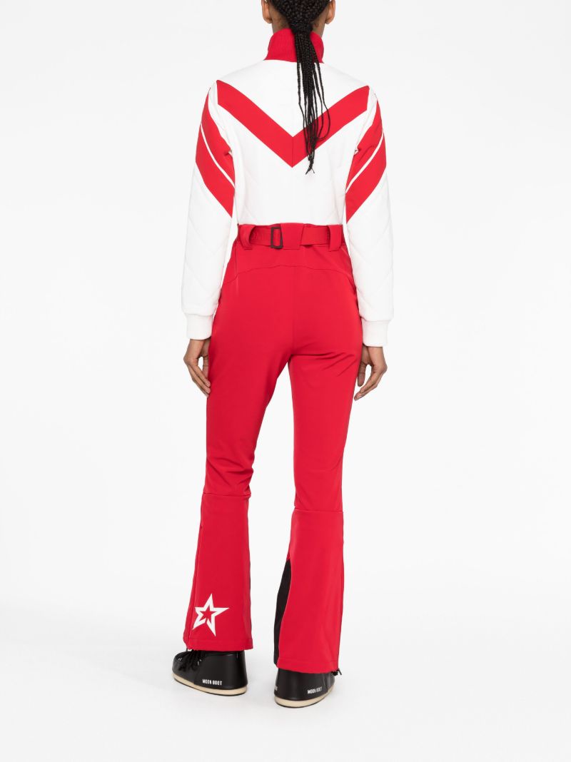 Red Panelled Straight-leg Ski Suit