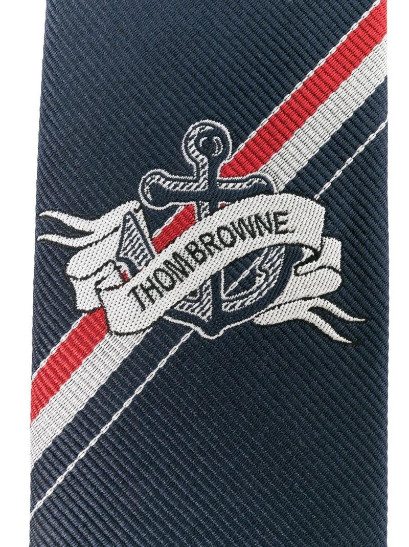 Blue Embroidered Anchor Silk Tie