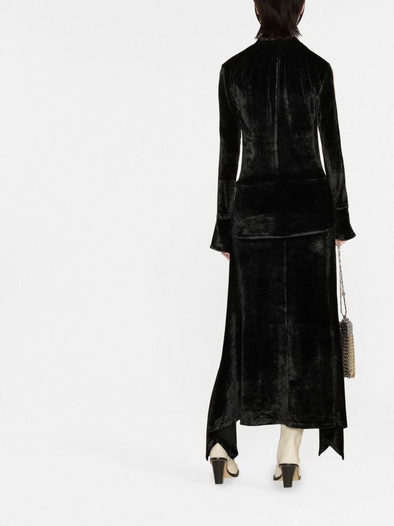 Black Asymmetric Velvet Maxi Dress