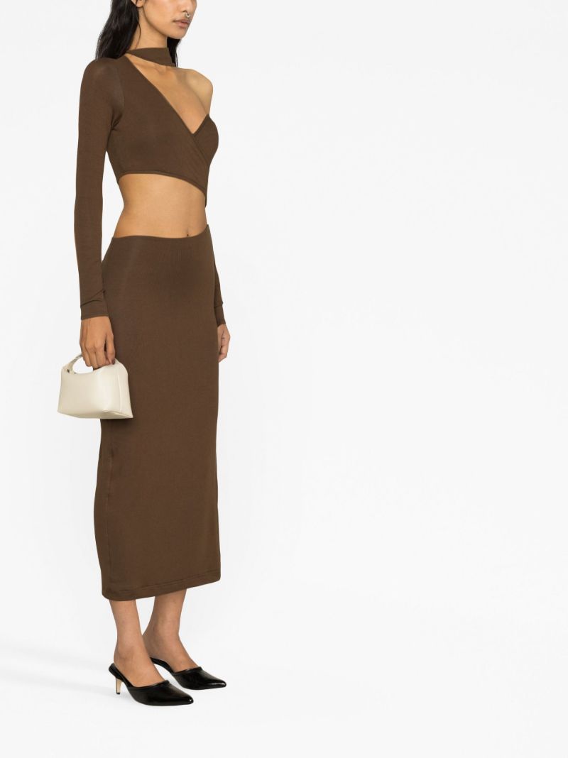 Brown One-shoulder Midi Dress