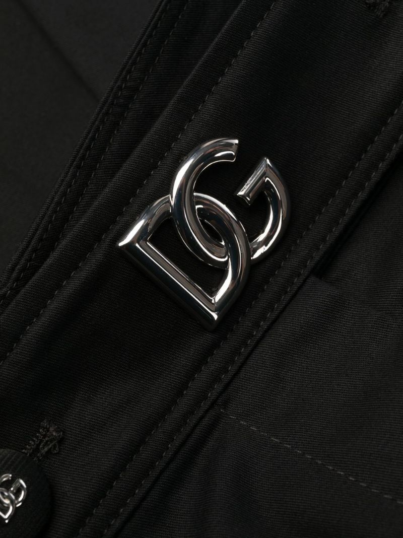 Black Logo Detail Cutout Wide Leg Cotton Trousers