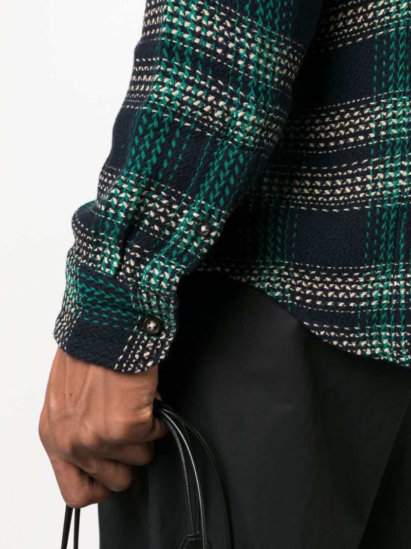 Green Plaid Check Cotton Shirt