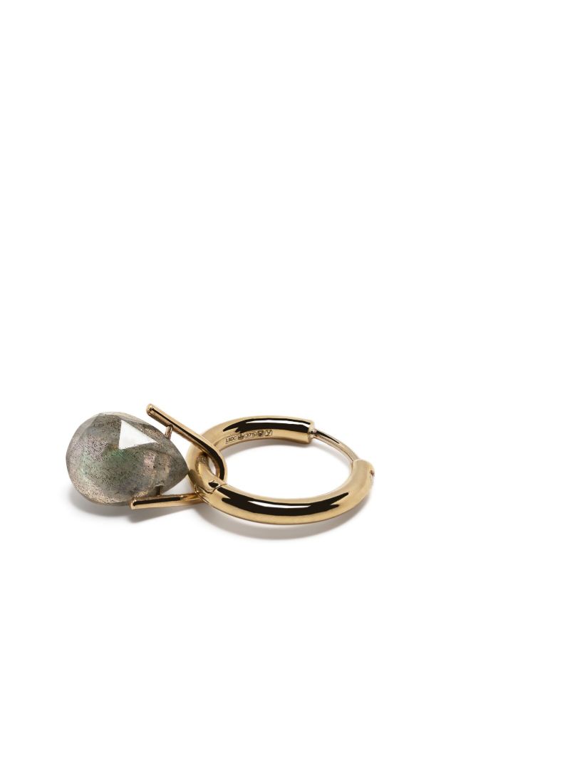 9k Yellow Gold Orso Labradorite and Diamond Single Hoop Earring