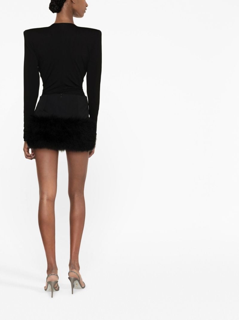 Black Crystal-embellished V-neck Bodysuit