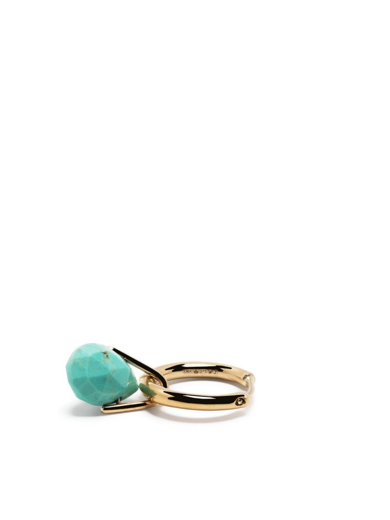 9k Yellow Gold Orso Turquoise and Diamond Single Hoop Earring