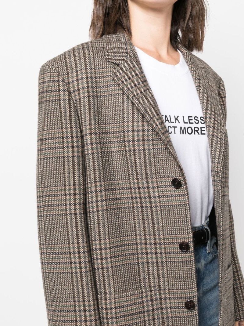 Brown Check Pattern Blazer