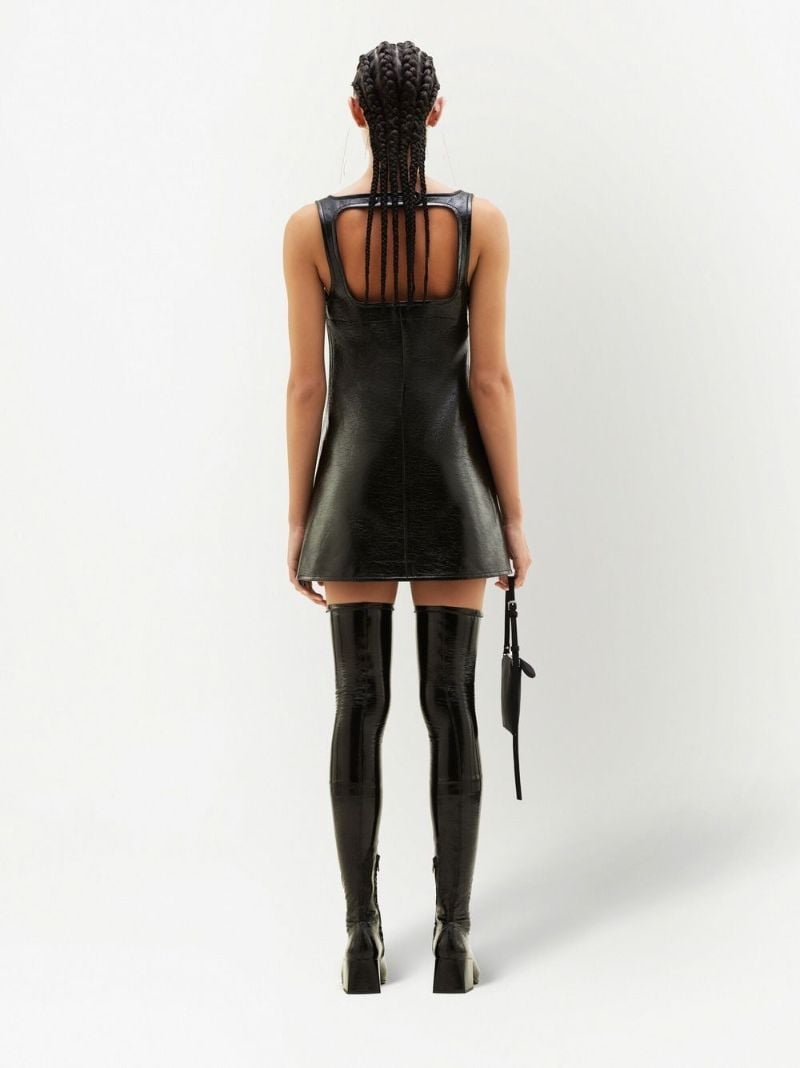Black Trapeze Vinyl Mini Dress