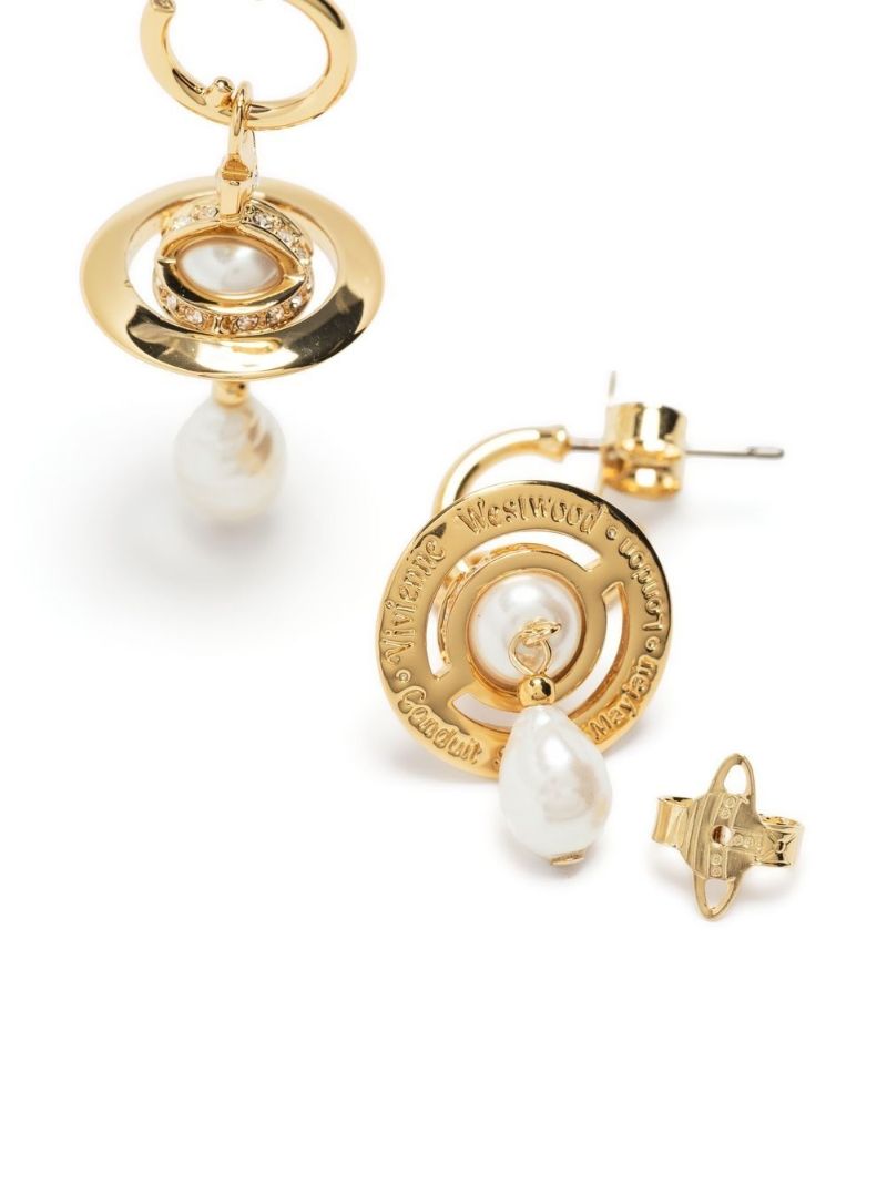 Gold-tone Orb Pearl Drop Earrings