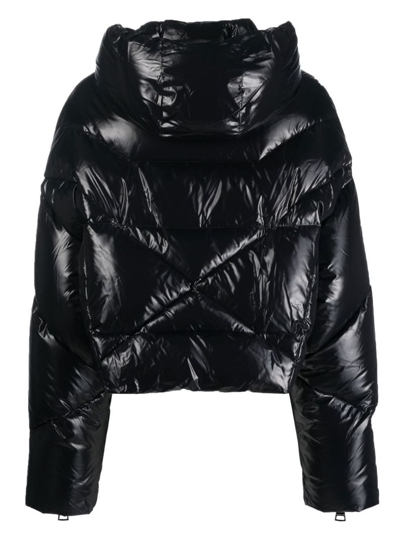 Black Puff Khris Cropped Hooded Quilted Jacket