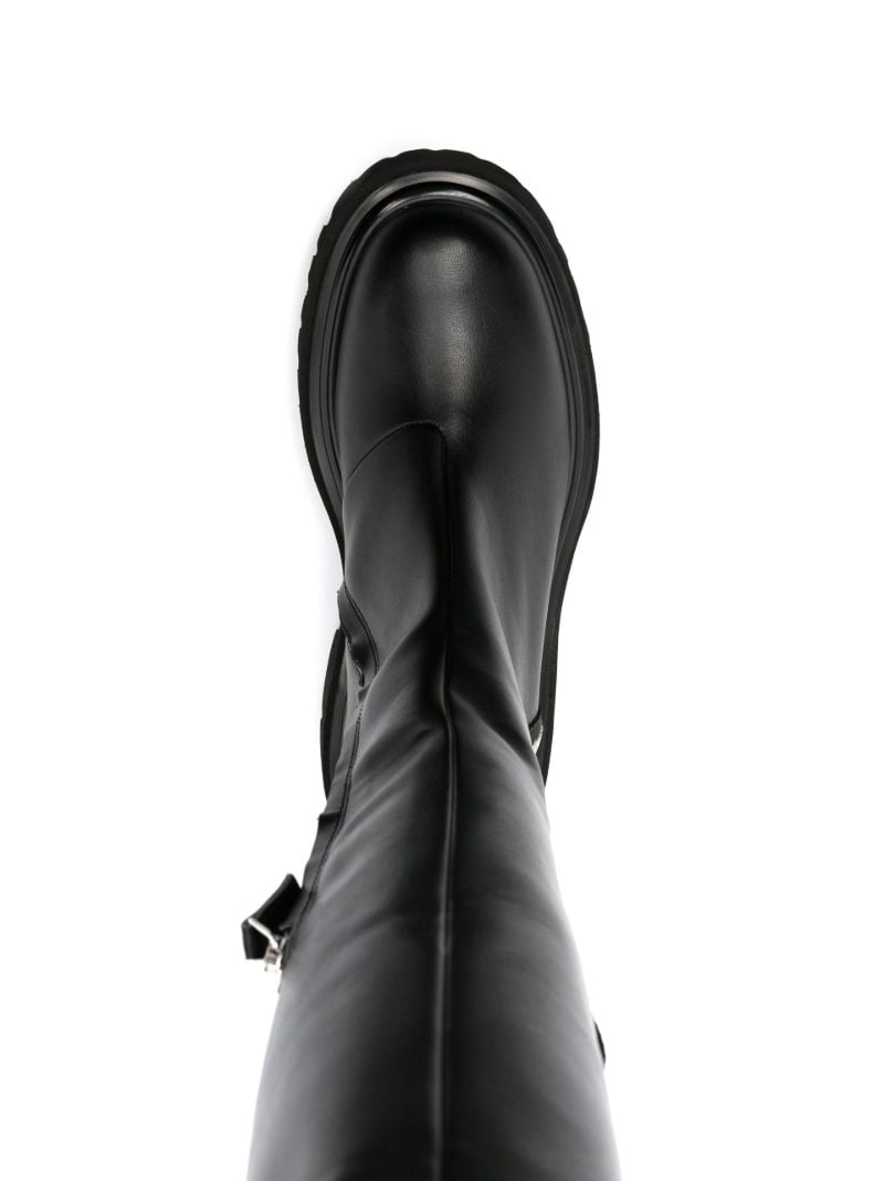 Black Logo Tape Over-the-knee Leather Boots