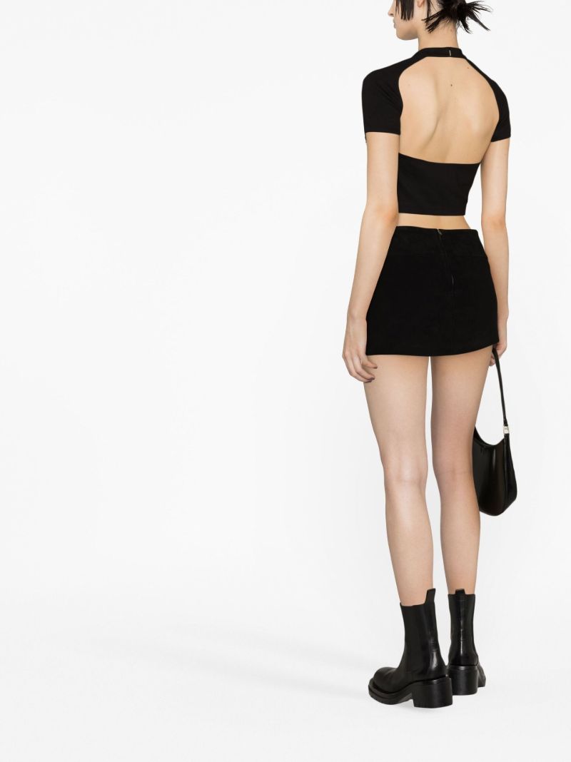 Black Crystal Embellished Cropped Top