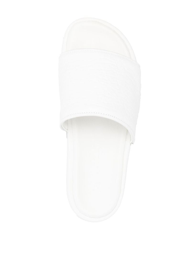 White Leather Slides