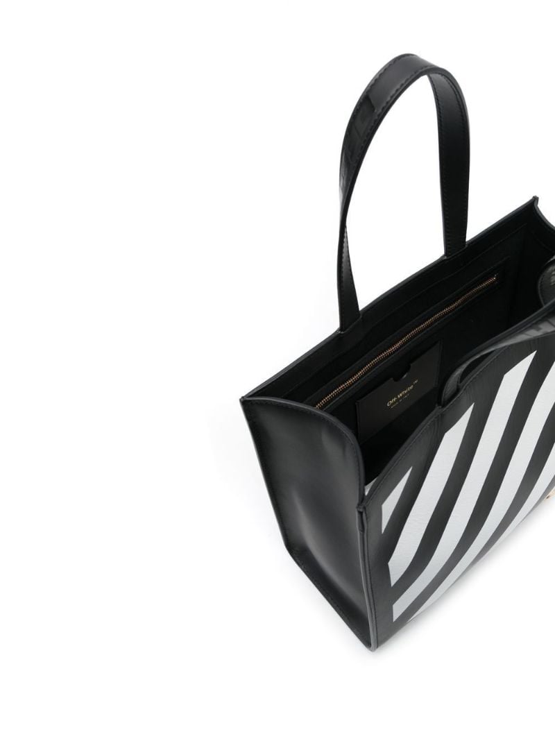 Black and White Diag Hybrid 28 Leather Tote Bag