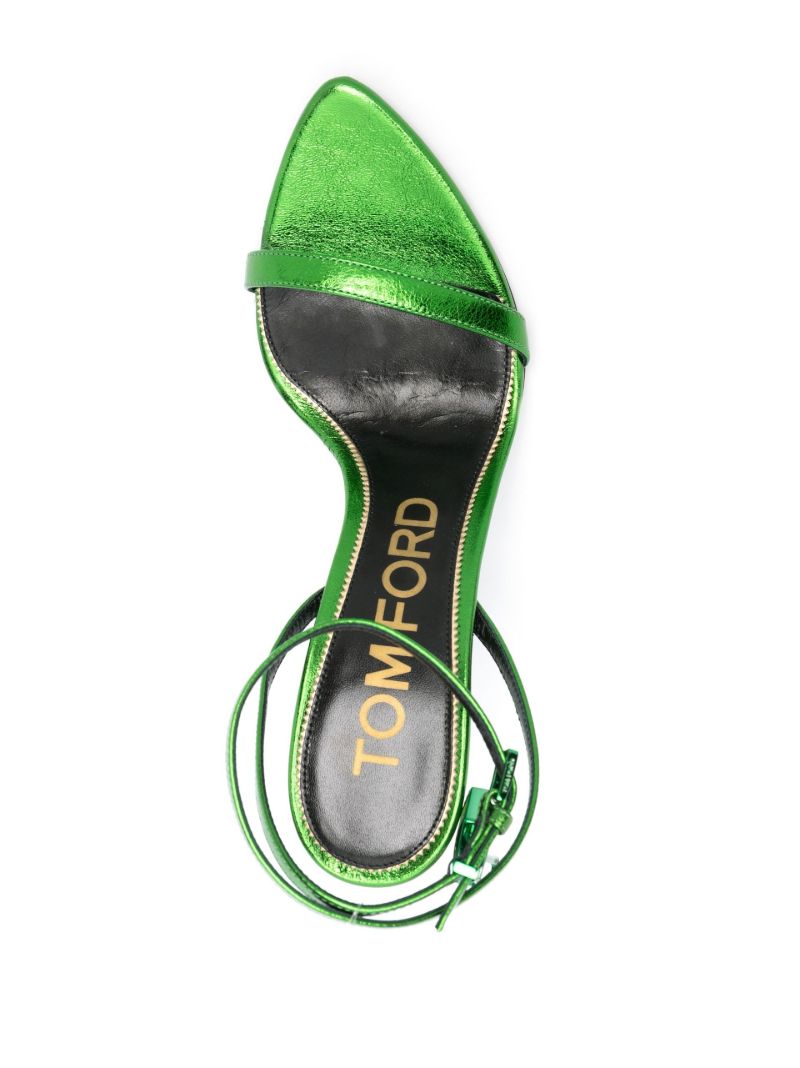 Green Padlock 120mm Metallic-leather Sandals