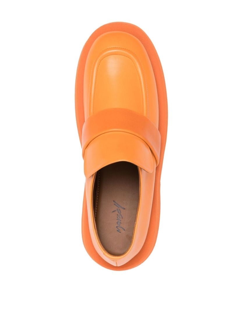Orange Gommellone Square Toe Leather Loafers