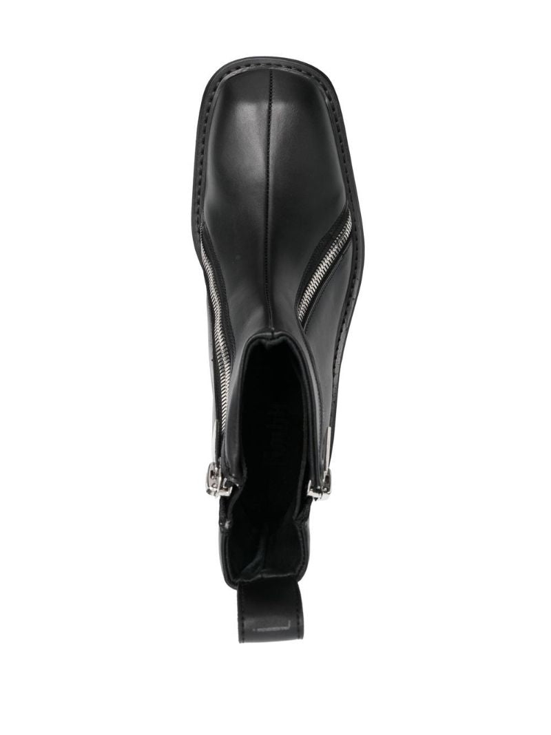 Black Double Zip Ankle Boots