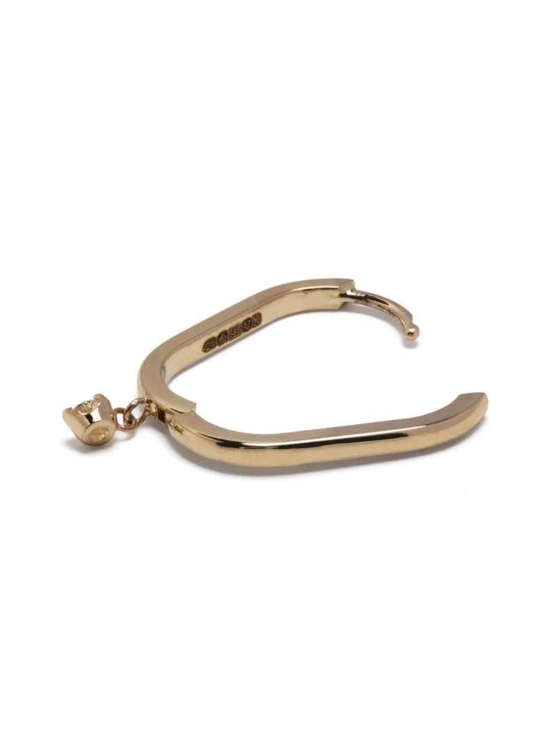 14k Yellow Gold Oval Diamond Hoop Earrings