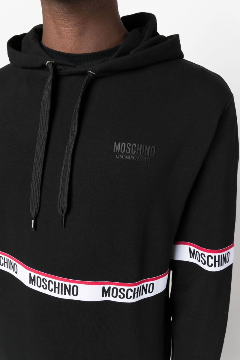 Black Logo Tape Cotton Hoodie