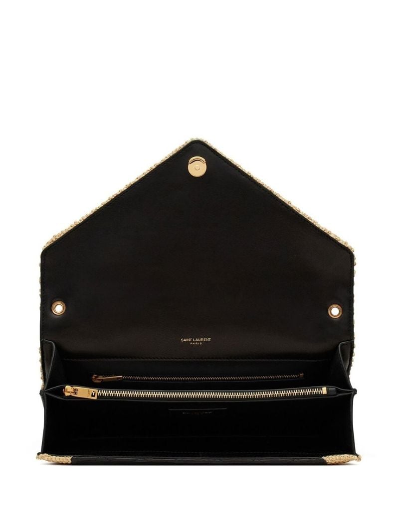 Black Gaby Raffia Leather Shoulder Bag